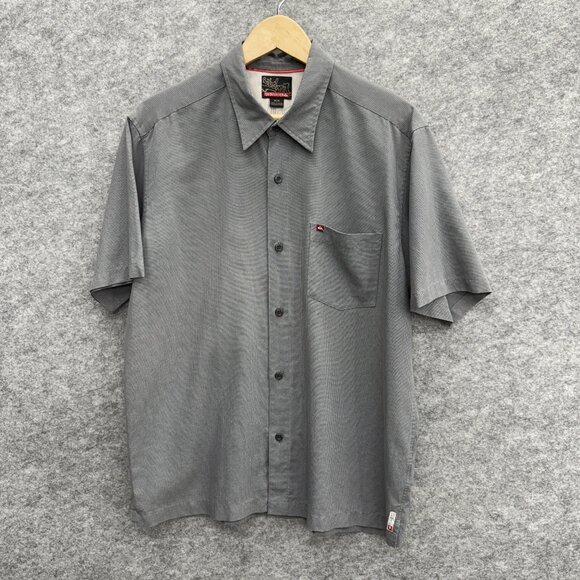 Quiksilver Men's Shirt Casual Relax, Button-Up, Short Sleeve, Gray Silver Size M - Picture 1 of 12